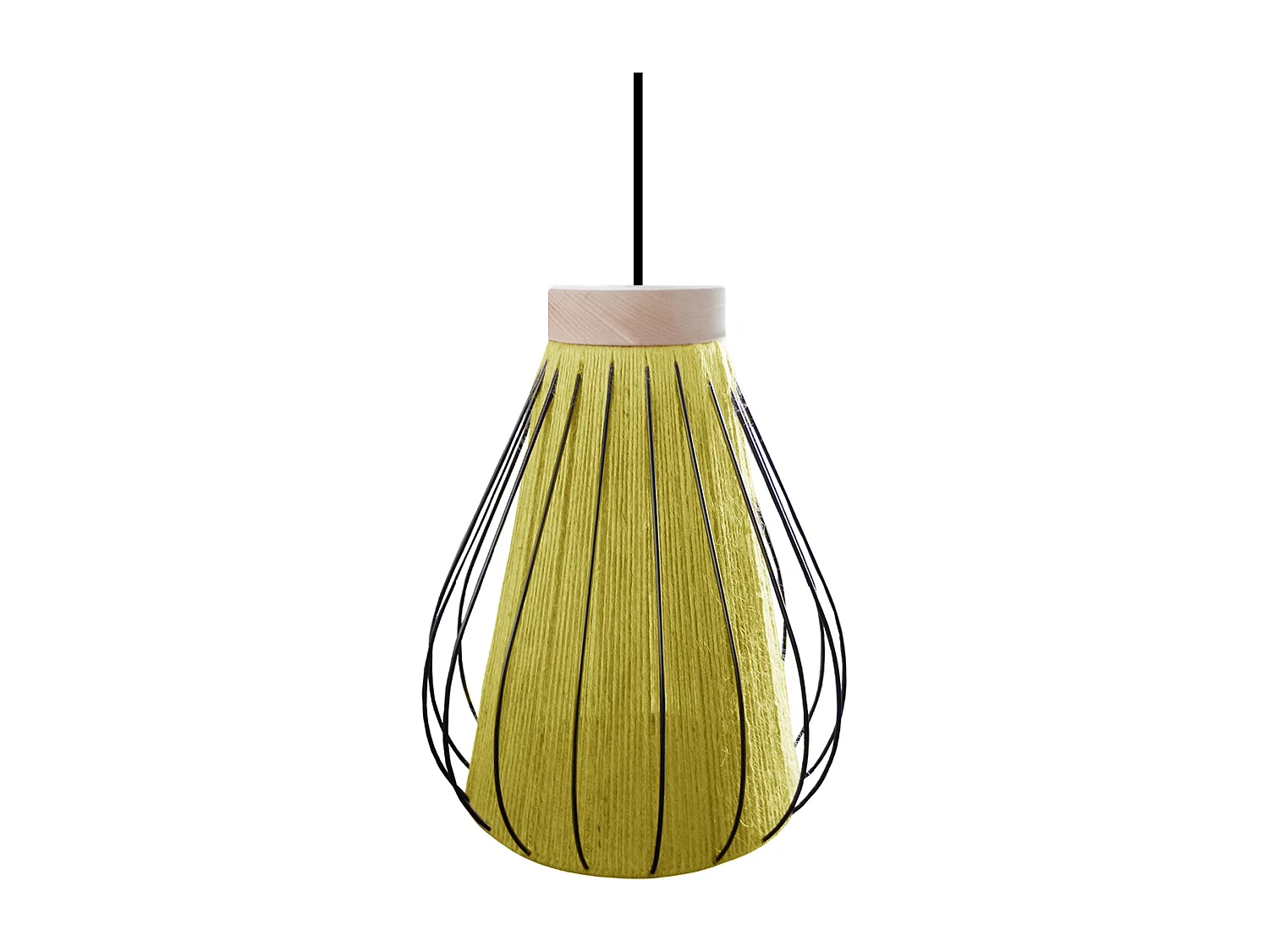 Suspension TOSEL ,métal,fibre ,Jaune ,H90xD28xP28cm