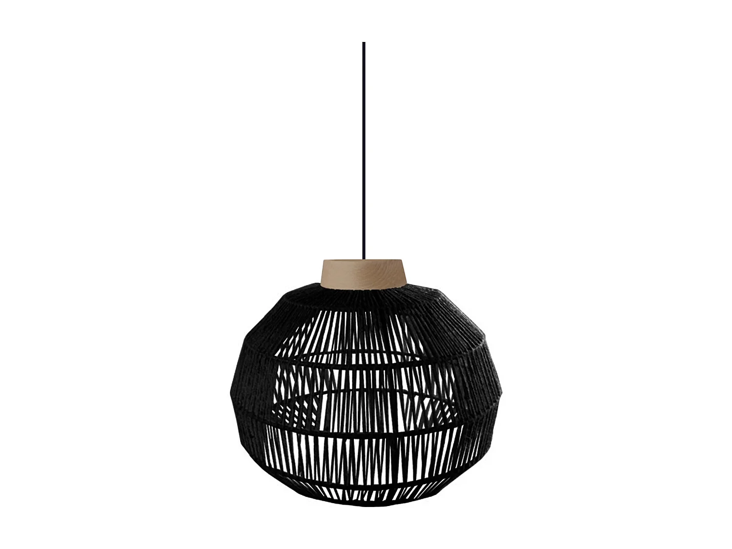 Suspensión  TOSEL ,metal, fibra,Negro ,A90x D 32xP32cm