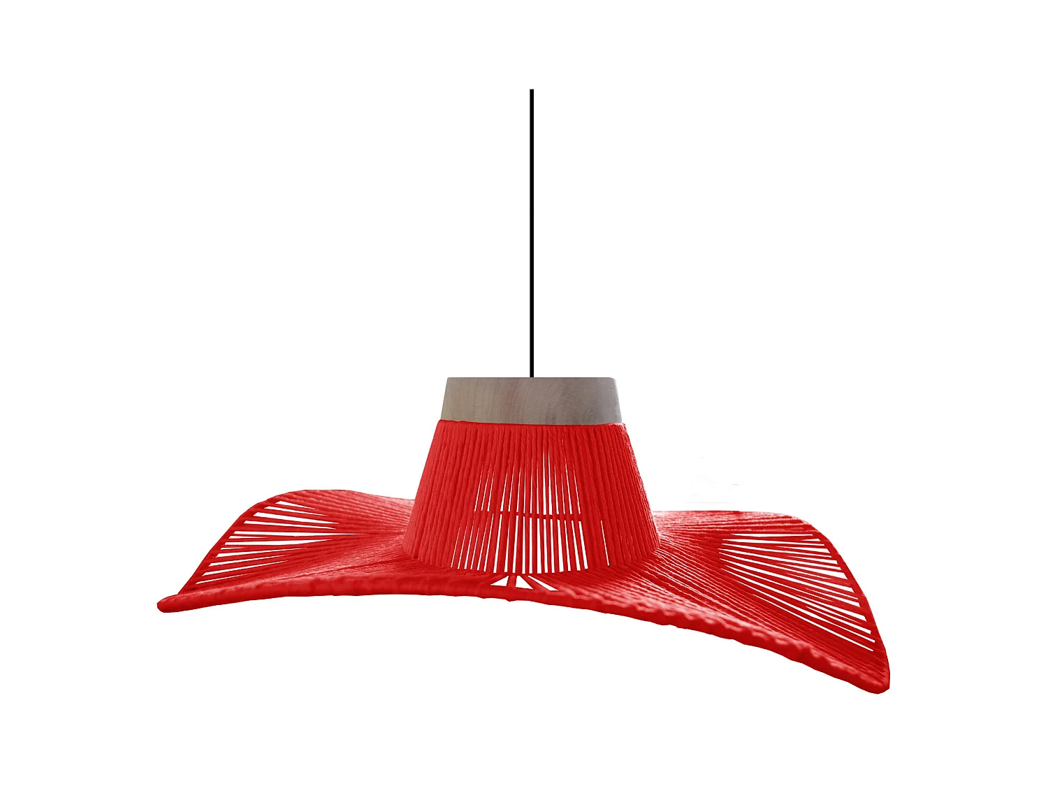 Suspension TOSEL ,métal,fibre ,Rouge ,H70xD50xP50cm