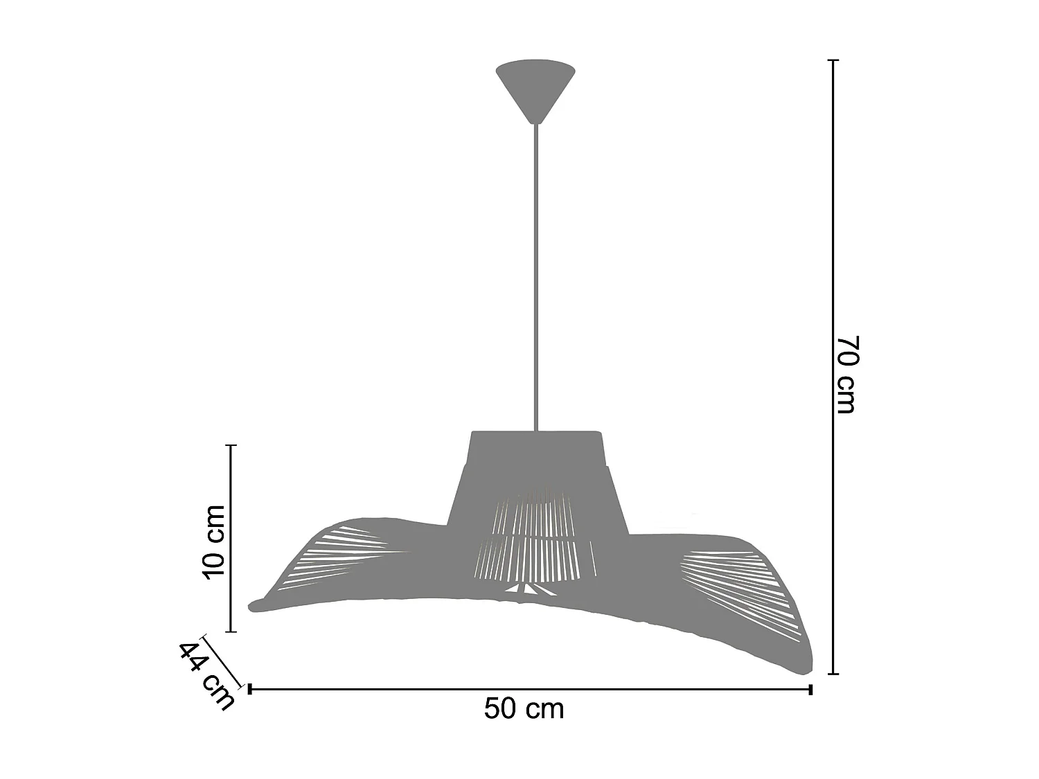 Suspension TOSEL ,métal,fibre ,Rouge ,H70xD50xP50cm