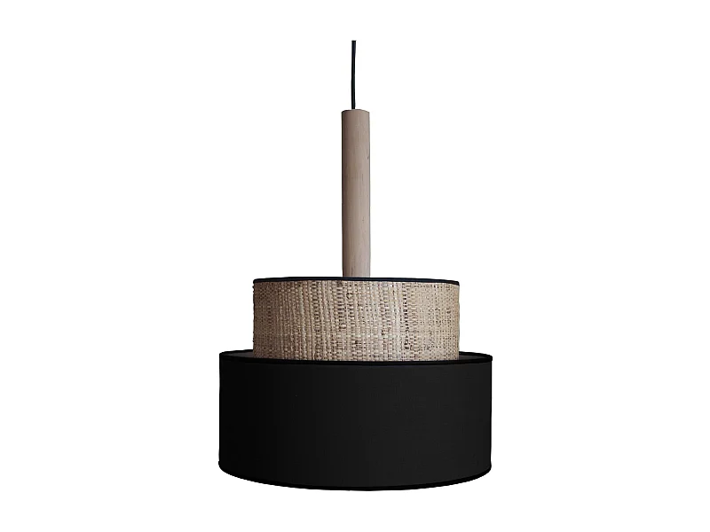 Suspensão TOSEL  LUANA 30 cordão de algodão cilindro preto D35 x  H90  cm
