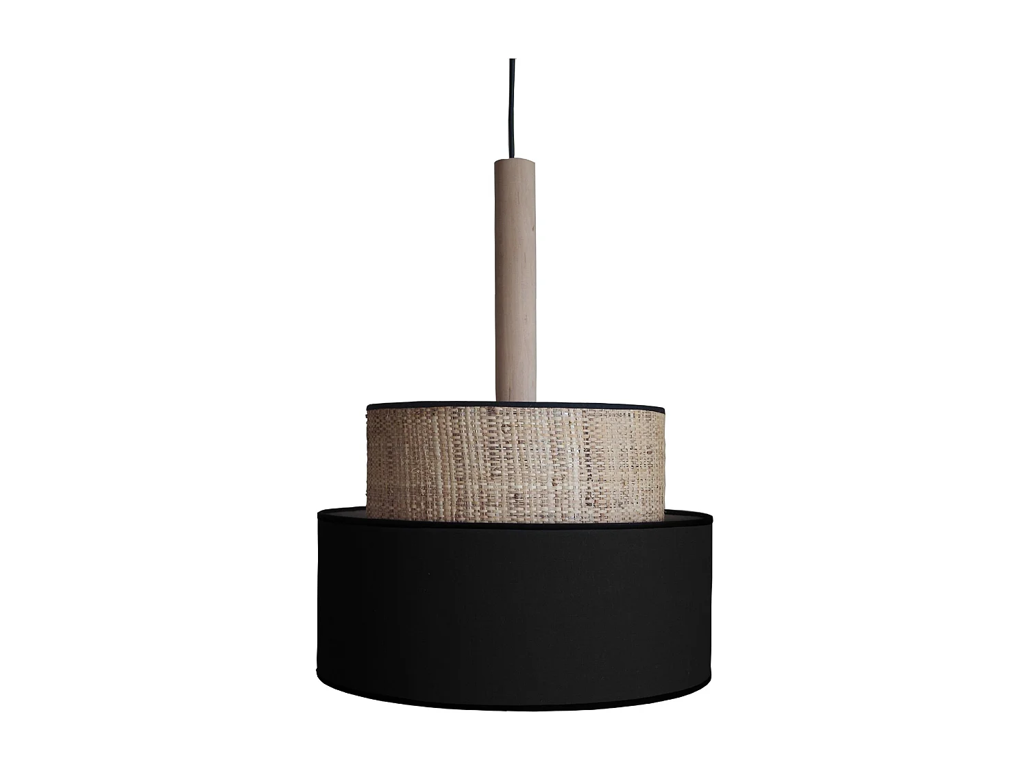 Suspensão TOSEL  LUANA 30 cordão de algodão cilindro preto D35 x  H90  cm