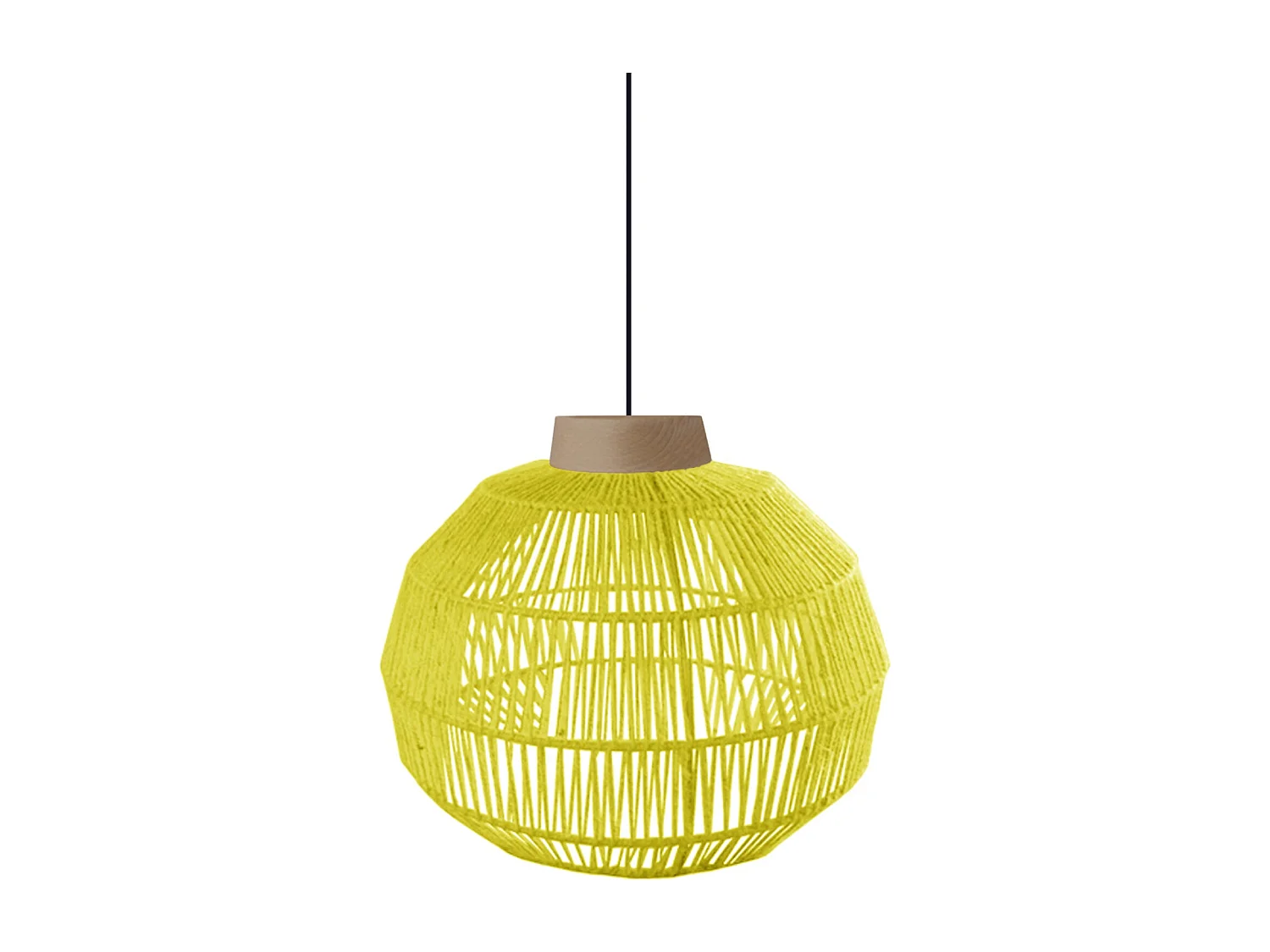 Suspension TOSEL ,métal,fibre ,Jaune ,H90xD40x P 40cm