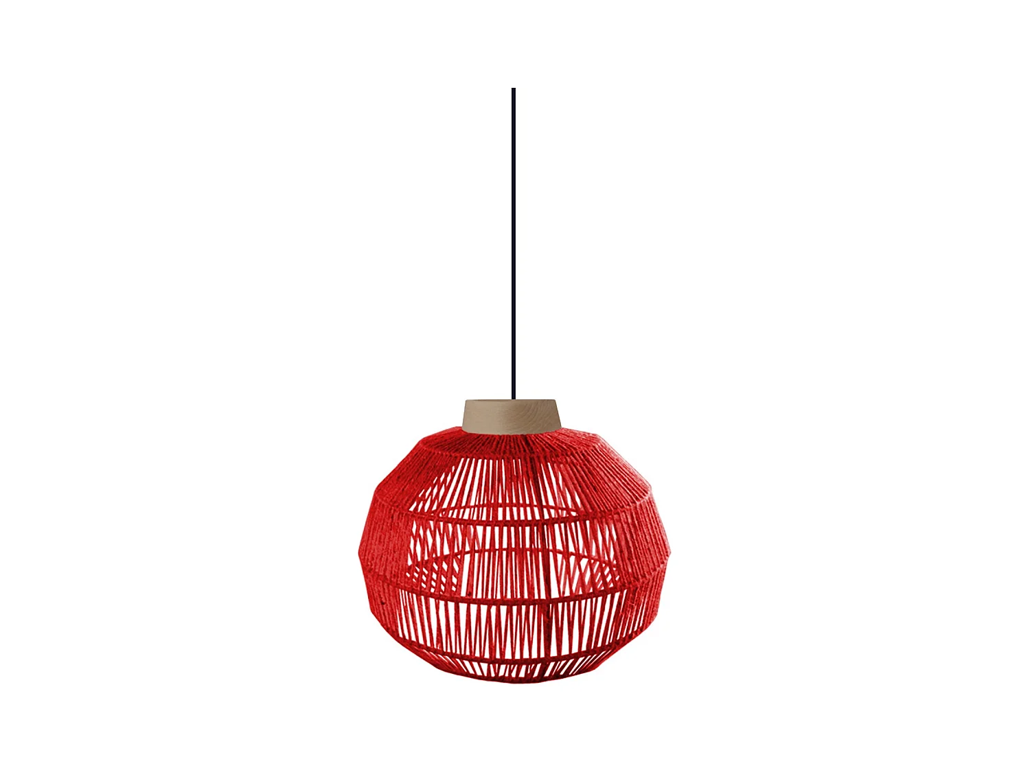 Suspension TOSEL ,métal,fibre ,Rouge ,H90xD25xP25 cm