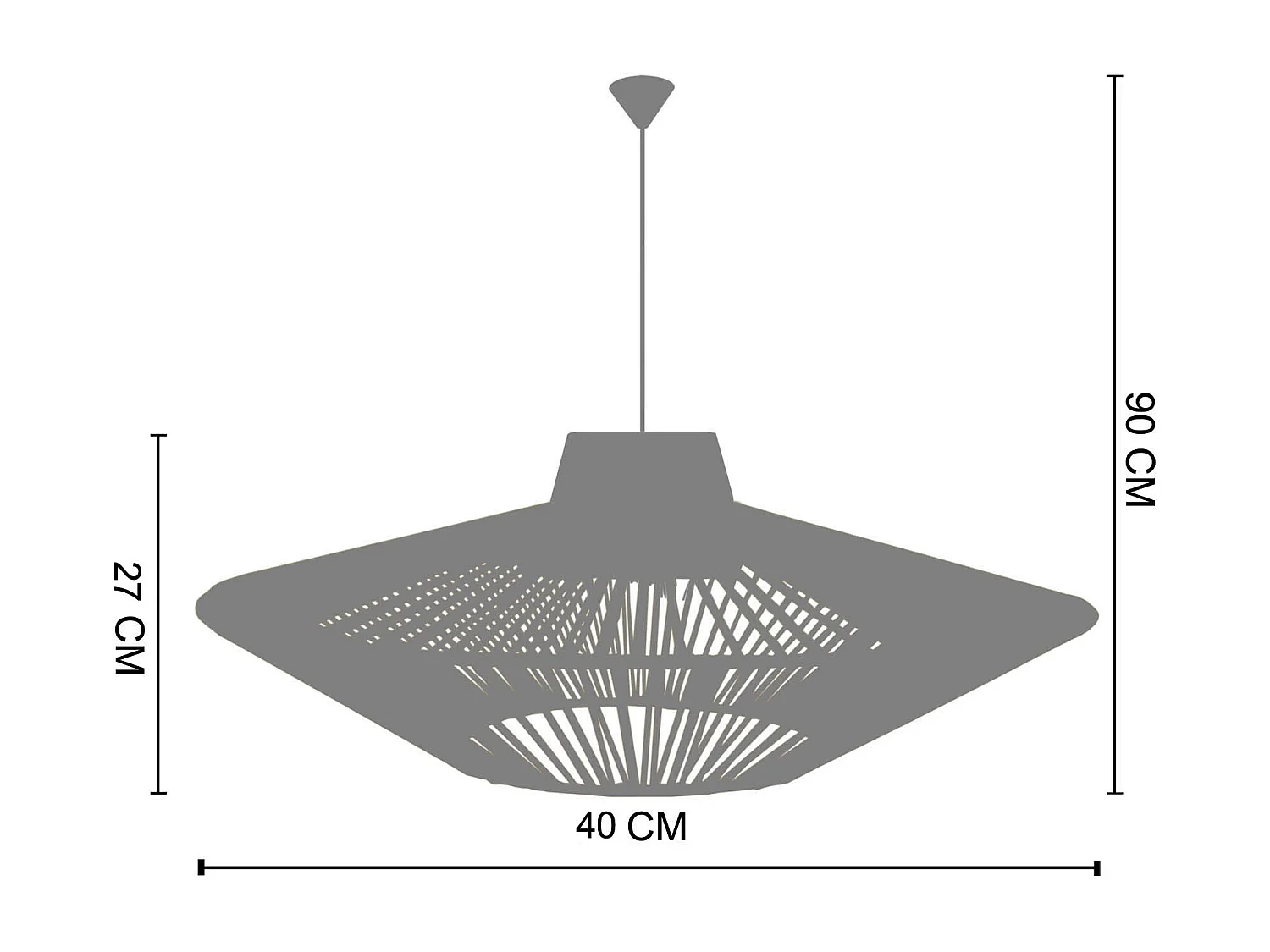 Suspensão TOSEL  HARRY 40 cordão de algodão cônico azul D60 x  H90  cm