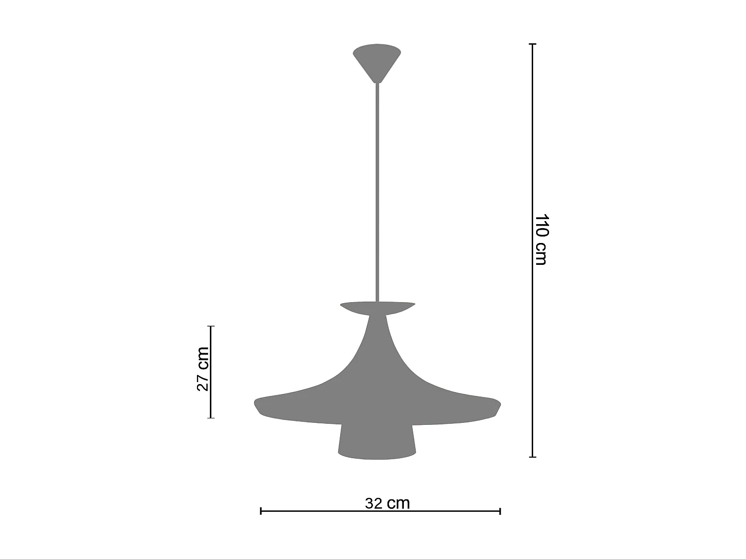 Suspensão TOSEL  INGA vidro cúpula cetim D22 x  H74  cm