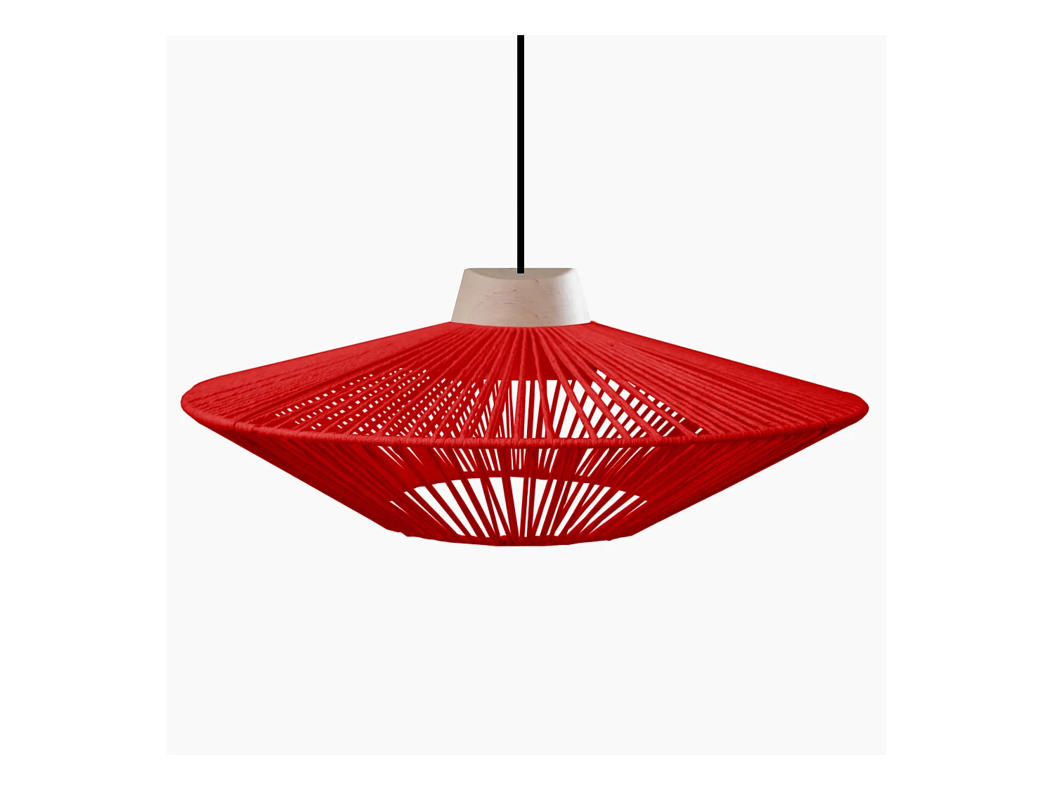 Suspension TOSEL ,métal,fibre ,Rouge ,H90xD 60x P 60cm