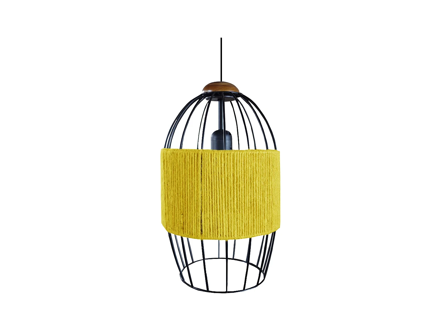 Suspension TOSEL ,métal,fibre ,Jaune ,H90xD 20x P 20cm