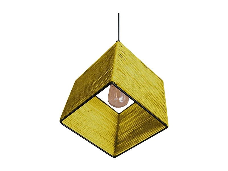 Suspensión  TOSEL ,metal-fibra,AMARILLO,A90xD 20x P 20cm