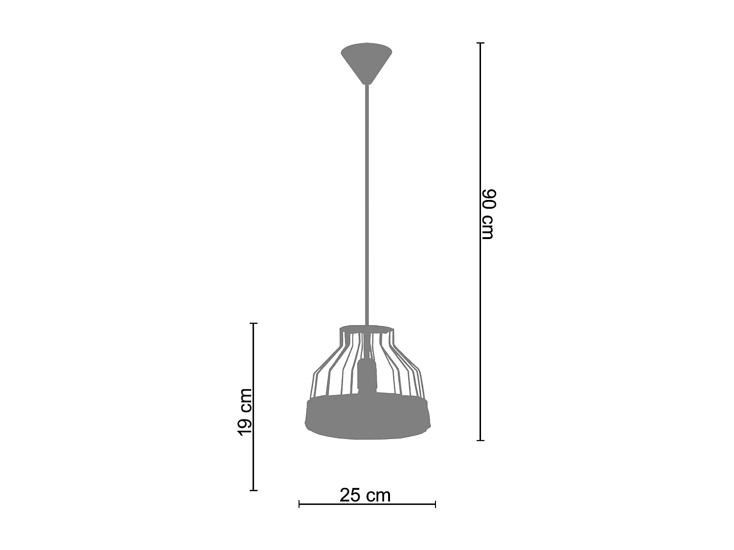 Suspensão TOSEL  JUDIT metal cúpula cinza D45 x  H80  cm