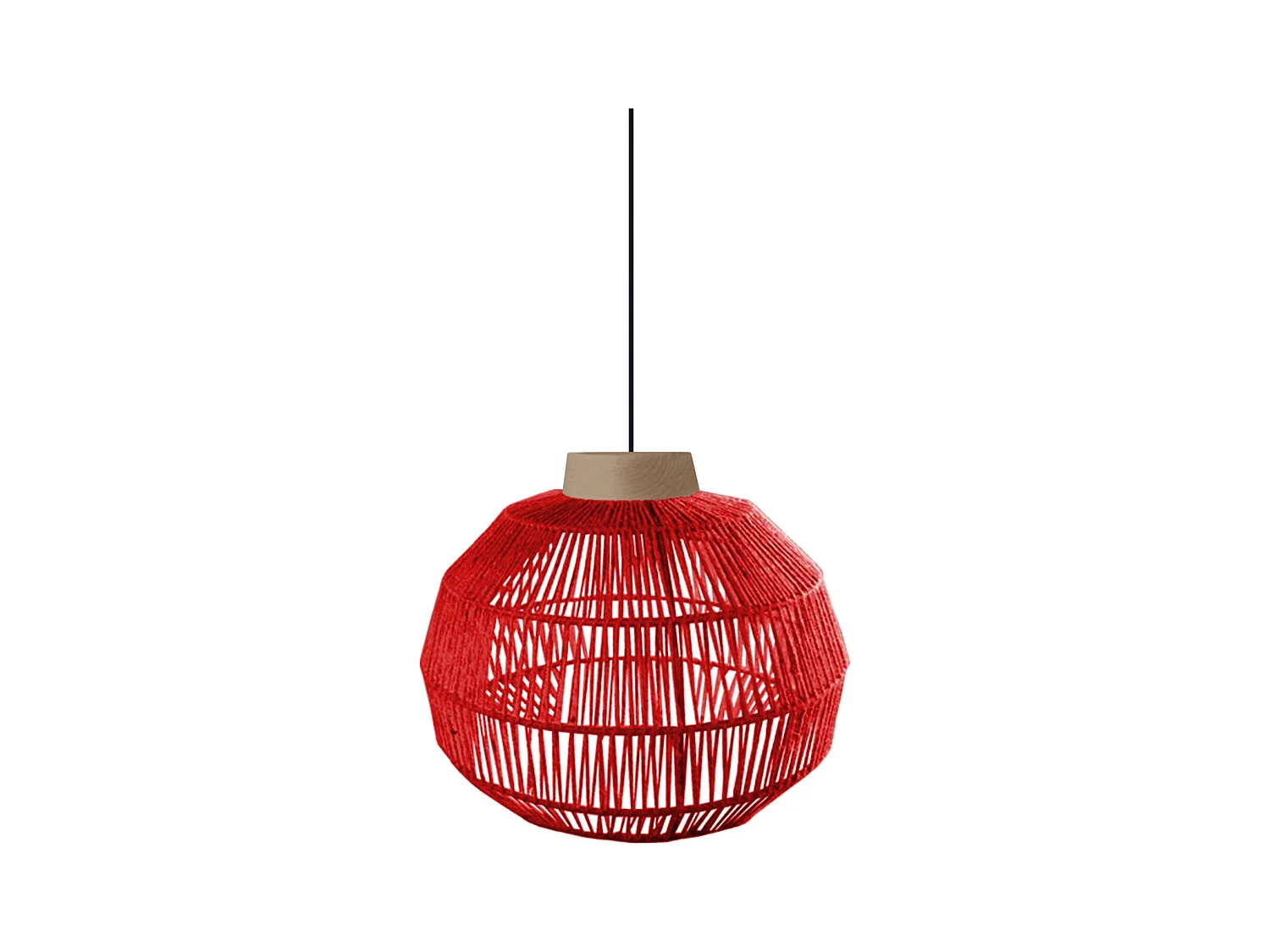Suspension TOSEL ,métal,fibre ,Rouge , H 90xD32xP32 cm