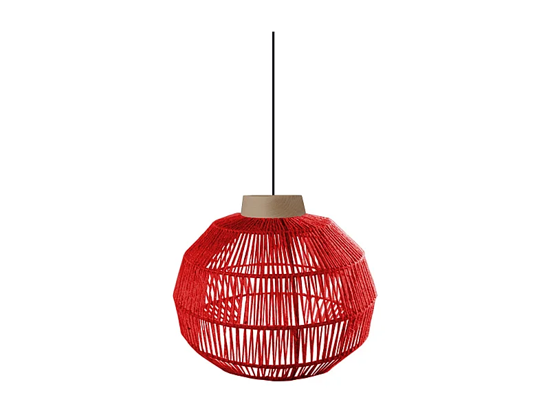 Suspension TOSEL ,métal,fibre ,Rouge , H 90xD32xP32 cm