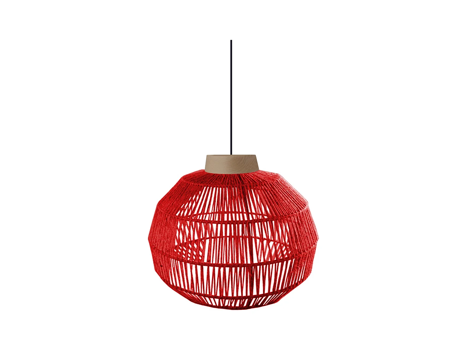 Suspension TOSEL ,métal,fibre ,Rouge , H 90xD40xP40cm