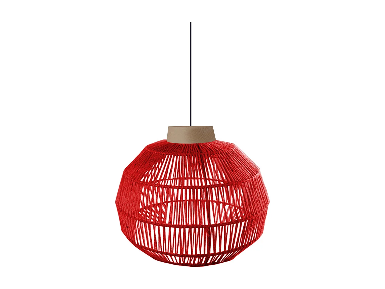 Suspension TOSEL ,métal,fibre ,Rouge , H 90xD40xP40cm