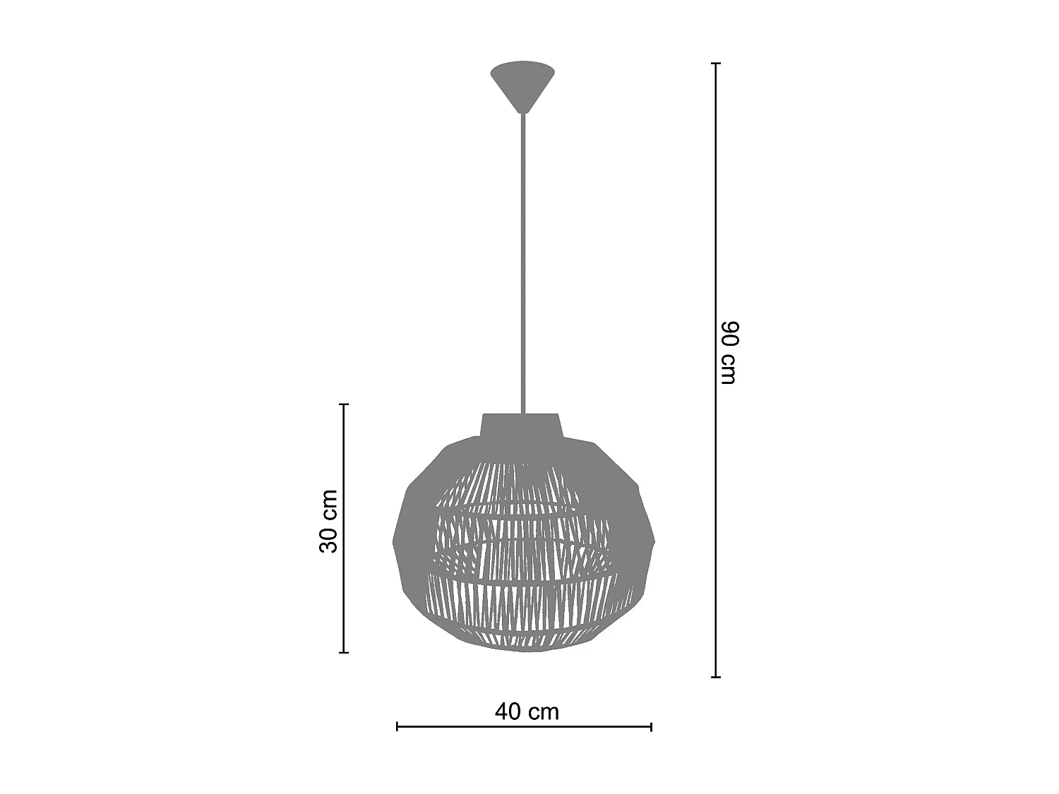 Suspension TOSEL ,métal,fibre ,Rouge , H 90xD40xP40cm