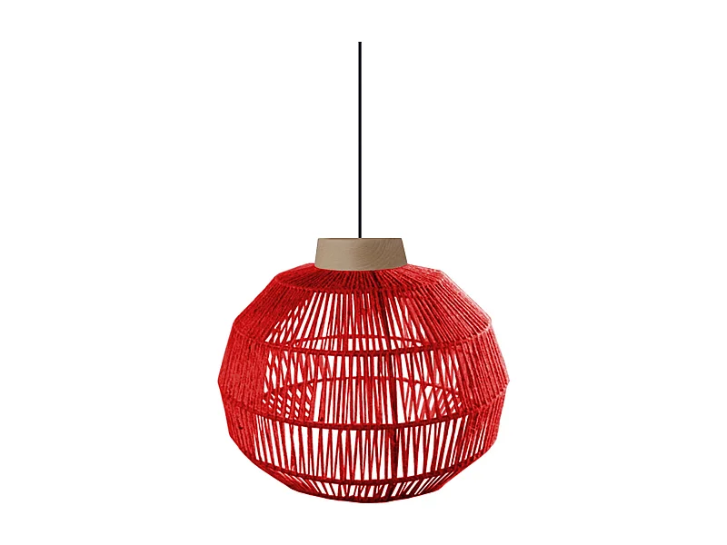 Suspension TOSEL ,métal,fibre ,Rouge , H 90xD40xP40cm
