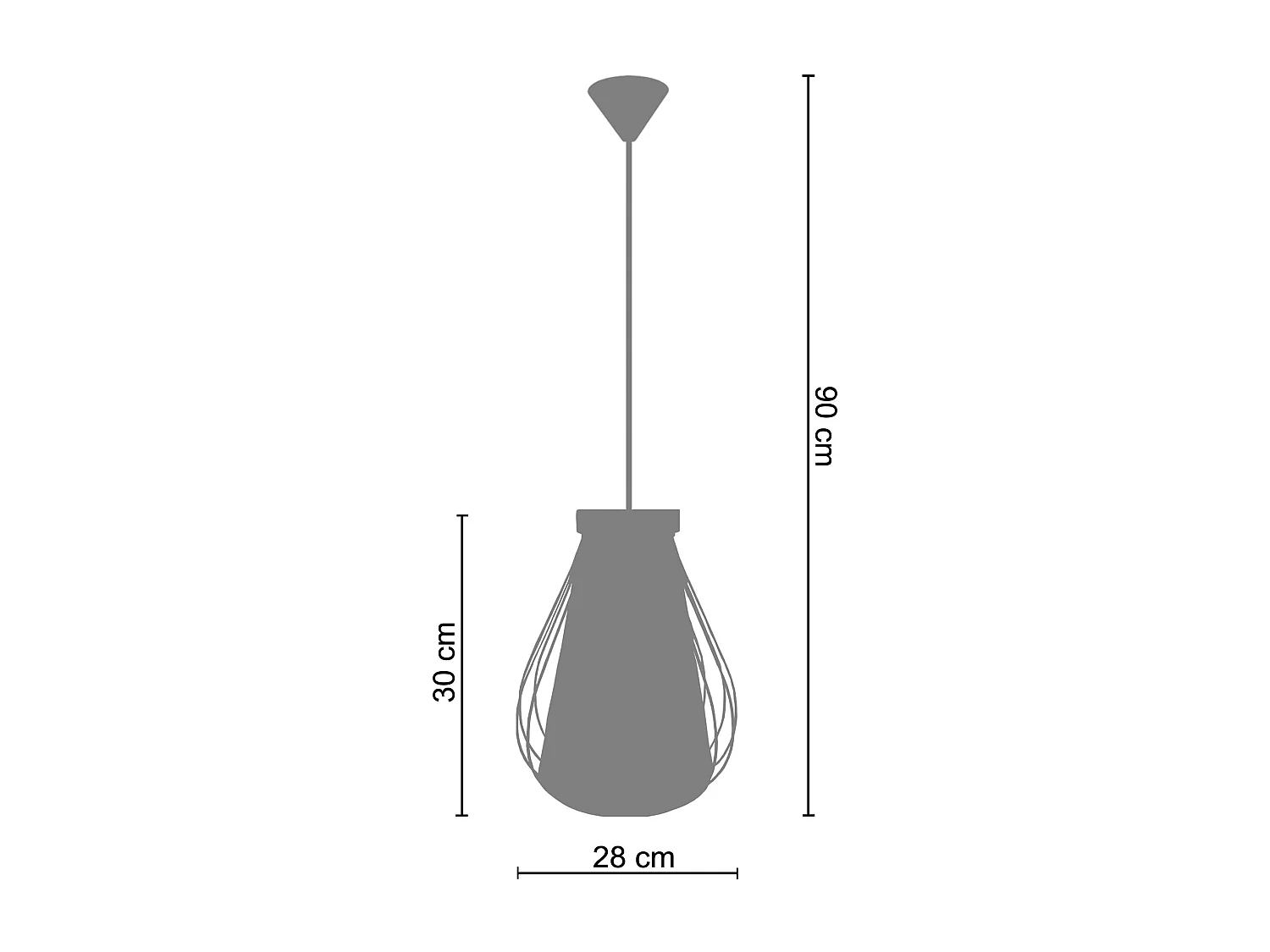 Suspensión  TOSEL ,metal, fibra,natural,A 90xD 28x P 28cm