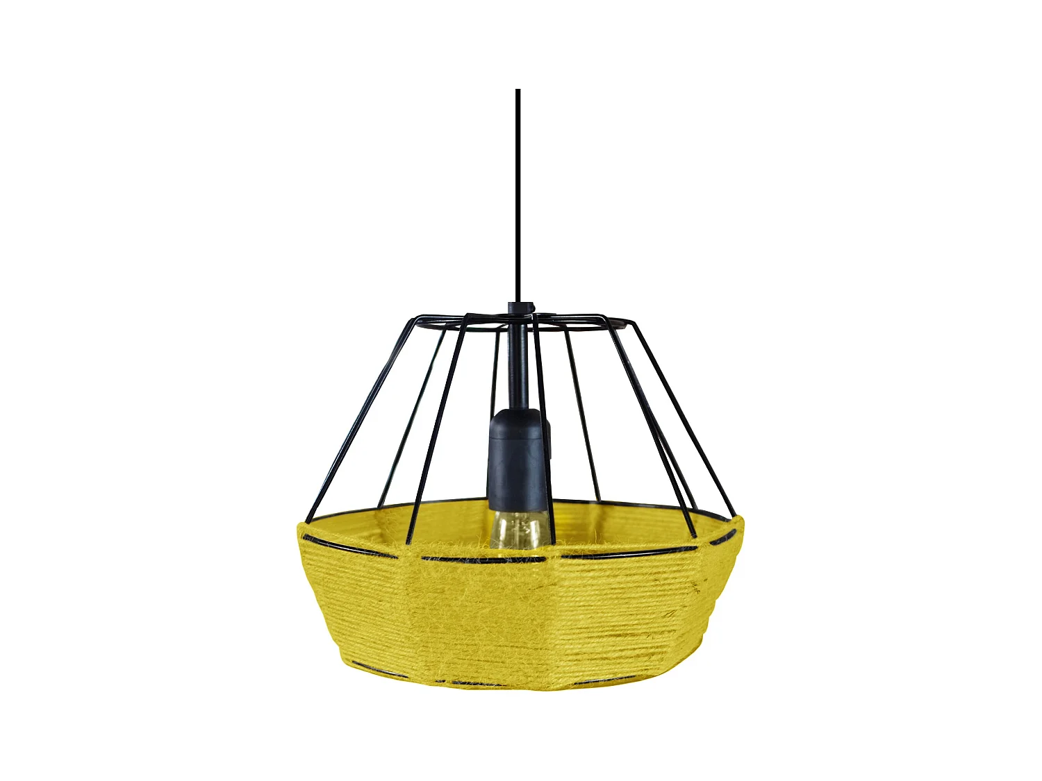 Suspension TOSEL ,métal,fibre ,Jaune ,H90xD25x P 25cm
