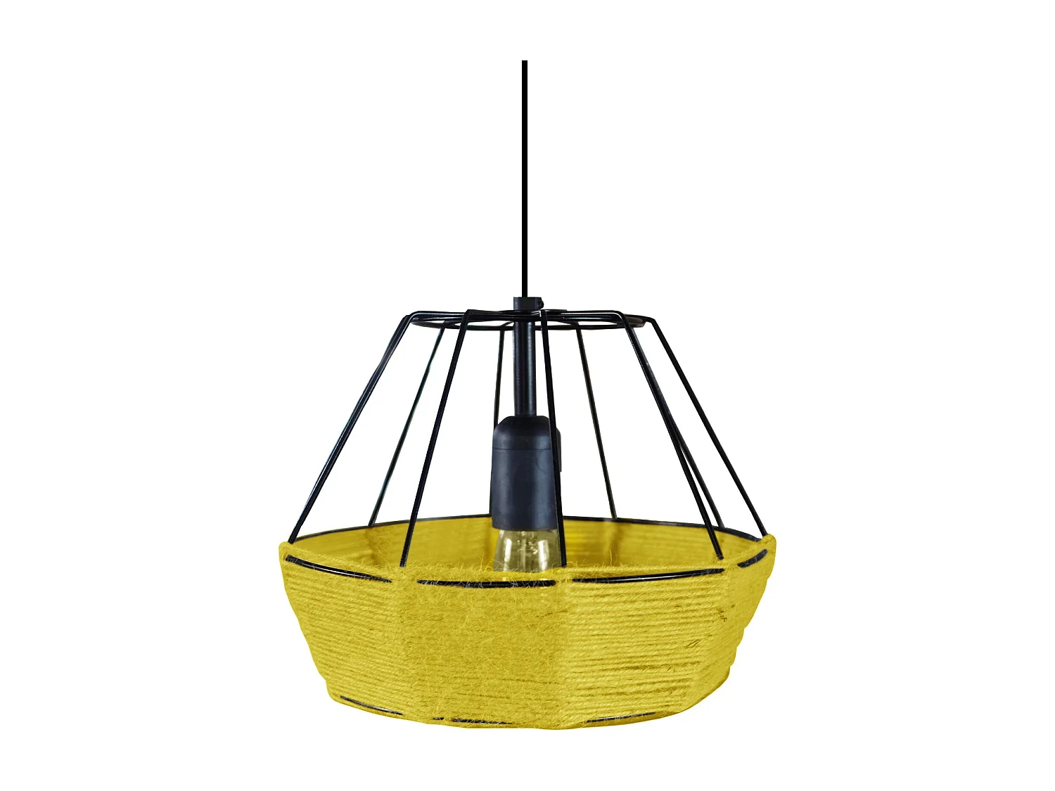 Suspensión  TOSEL ,metal, fibra,AMARILLO,A90xD25x P 25cm