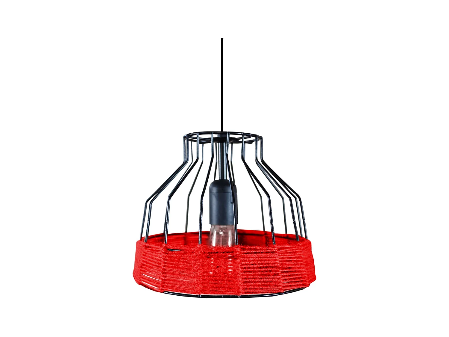 Suspension TOSEL ,métal,fibre ,Rouge , H90xD25xP25cm