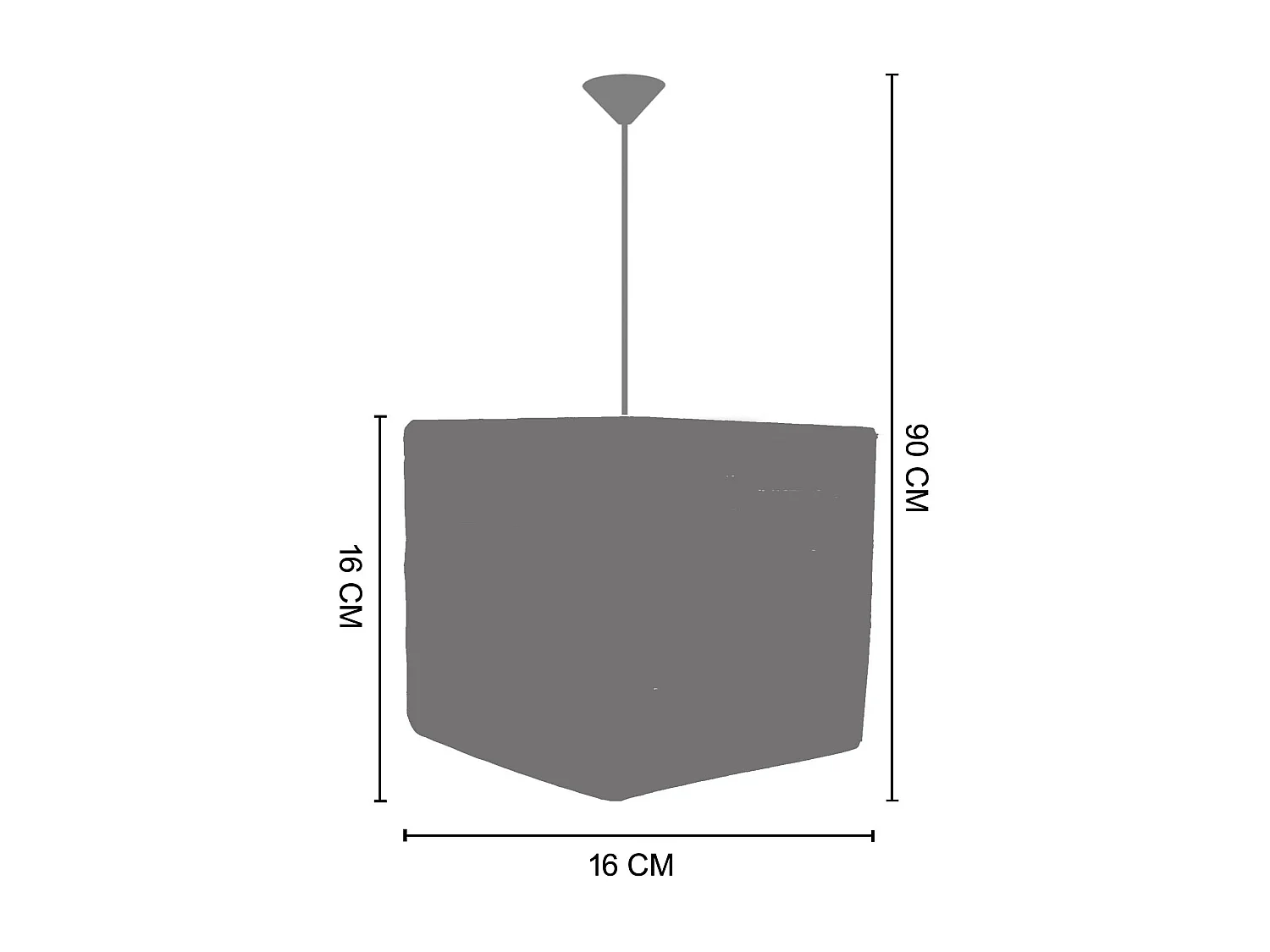 Suspensão TOSEL  OSCAR CARRÉ 16 cordão de algodão quadrado branco D20 x  H90  cm