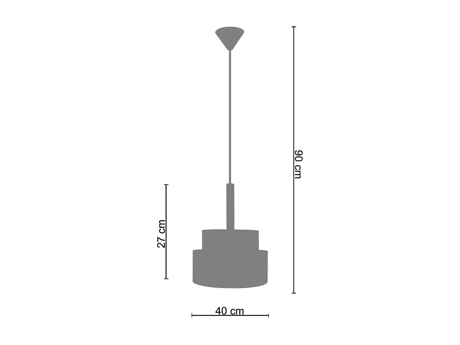 Suspensão TOSEL  LUANA 40 fio de juta cilindro natural D40 x  H90  cm