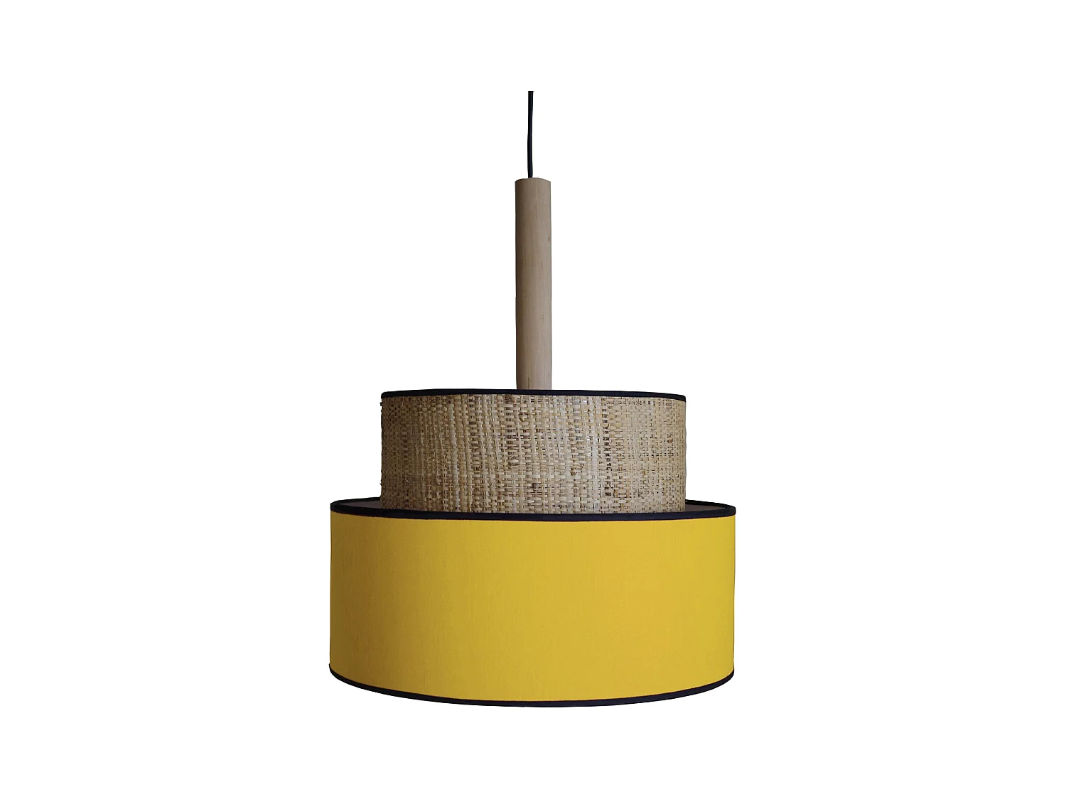 Suspension TOSEL ,métal,fibre ,Jaune , H 95xD50xP50cm