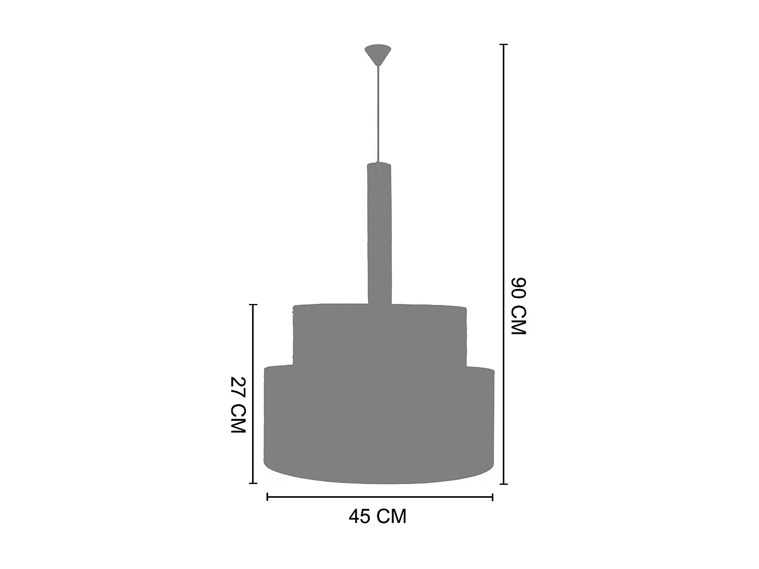 Suspensión  TOSEL ,metal, fibra,AMARILLO, A 95xD50xP50cm