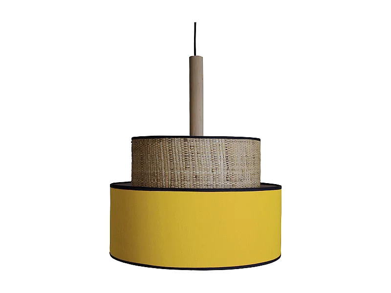 Suspension TOSEL ,métal,fibre ,Jaune ,H98x D60xP60cm