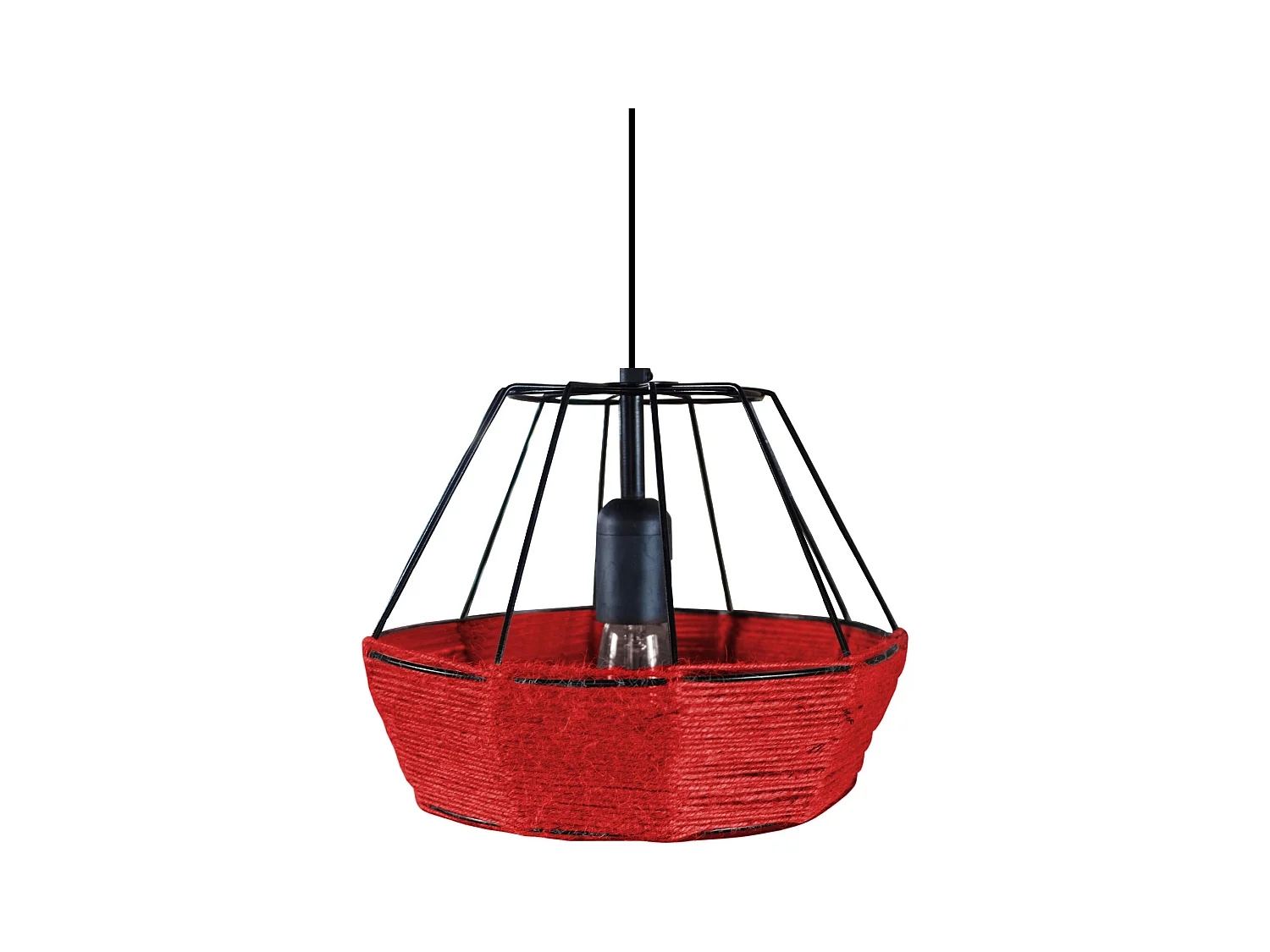 Suspension TOSEL ,métal,fibre ,Rouge , H 90xD25xP25 cm