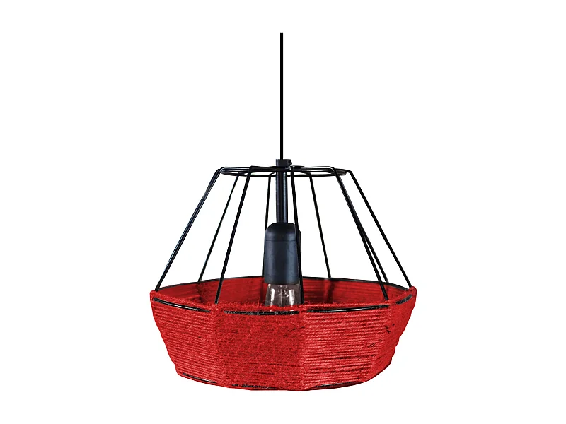 Suspension TOSEL ,métal,fibre ,Rouge , H 90xD25xP25 cm