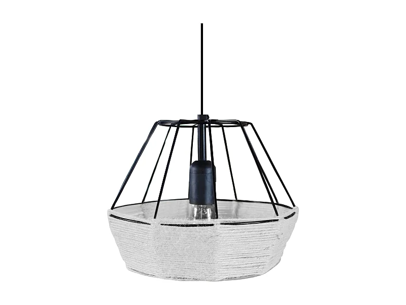 Suspension TOSEL ,métal,fibre ,Blanc  ,H90xD 25xP25cm