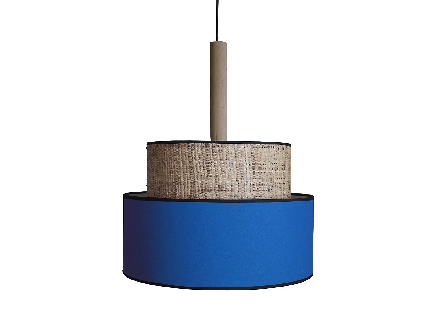 Lampadario a sospensione  legno legno bicilindrico LUANA 50 blu D'50cm