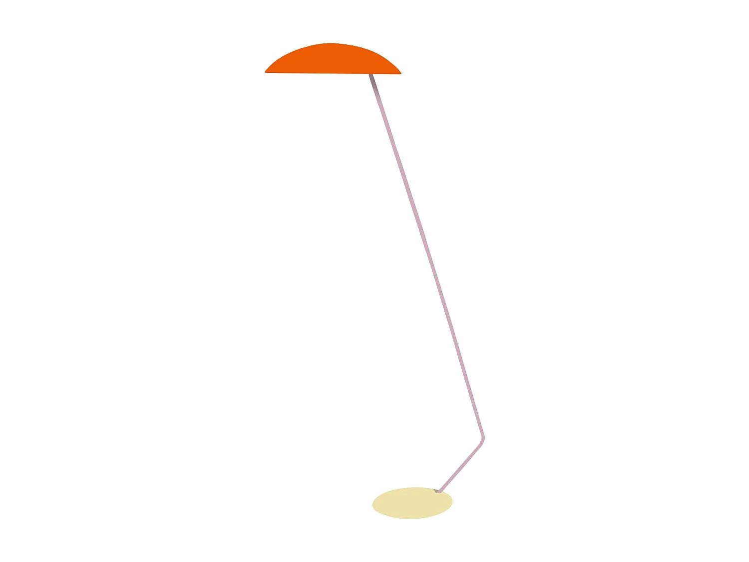 Lampadaire métal,abajour ronde orange 170 cm.
