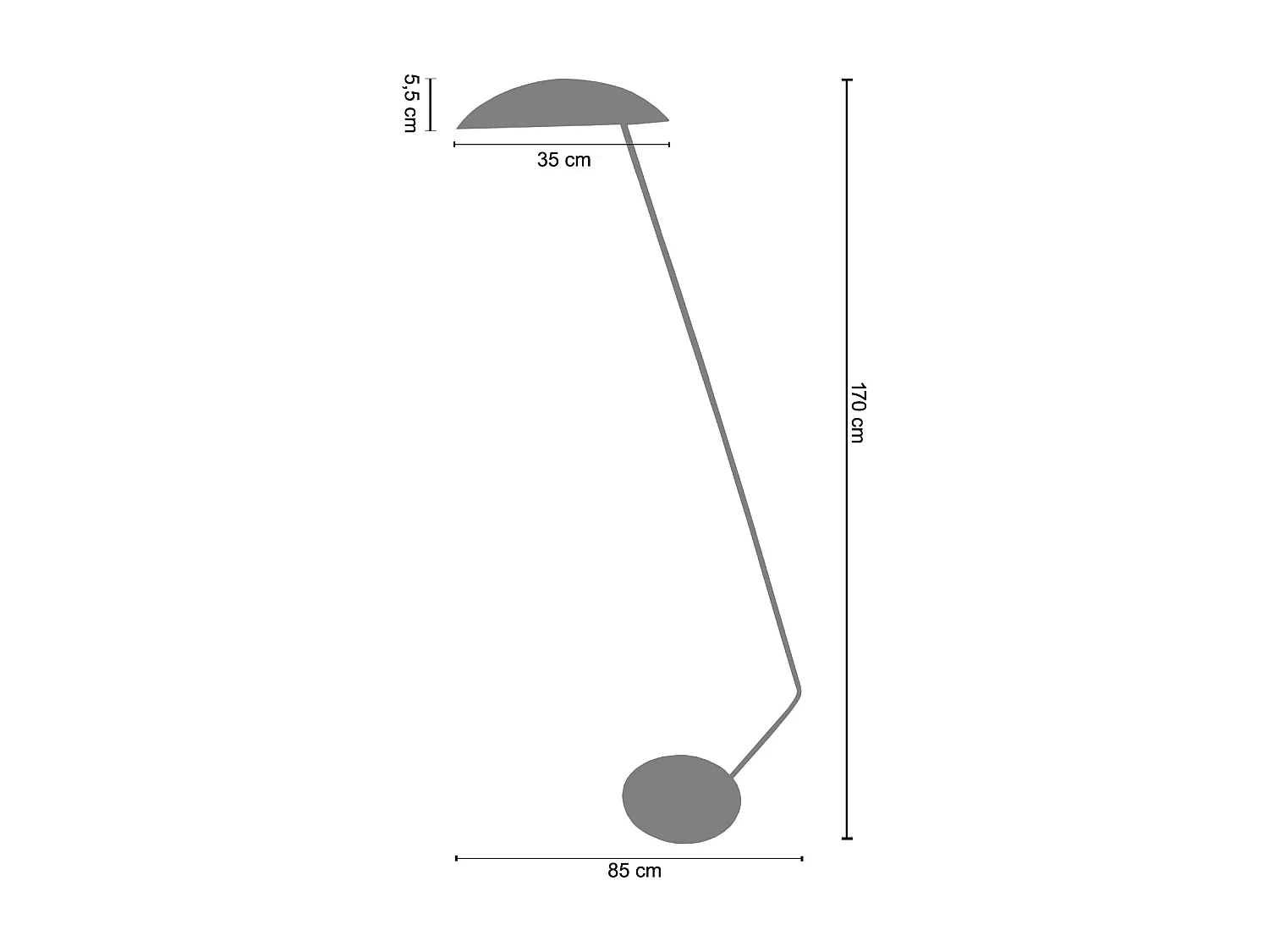Lampadaire métal,abajour ronde orange 170 cm.