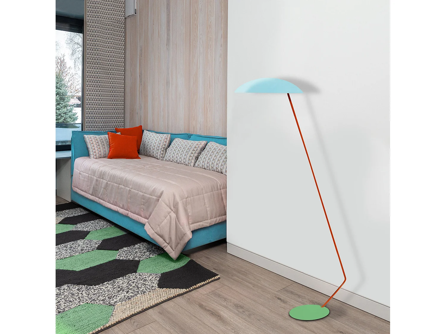 Lampadaire de Bureau TOSEL ,métal,Bleu,H170xD35xP85cm