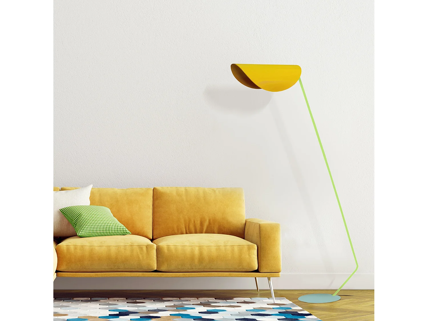 Candeeiro de Pé TOSEL DEMI LUNE metal certo amarelo D30 x  H165  cm
