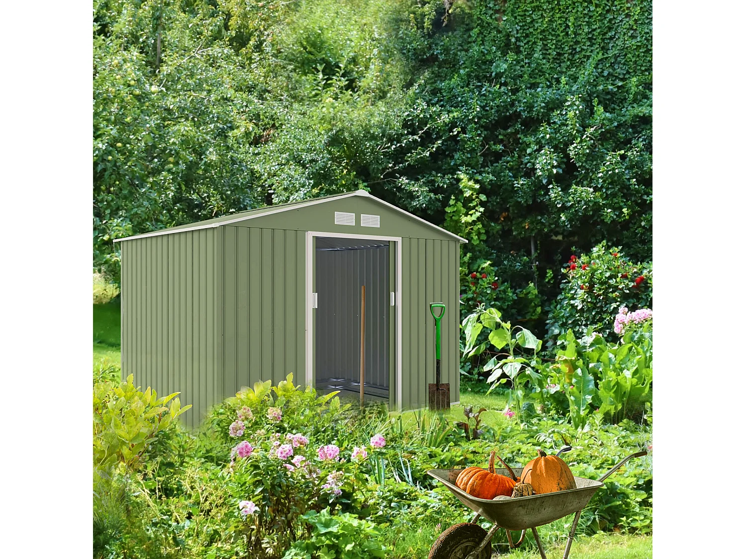 Abri de jardin en métal S200 vert clair