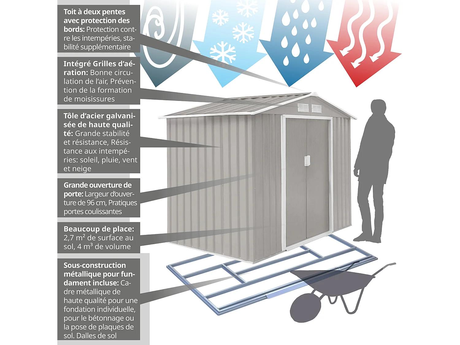 GERÄTEHAUS S100 Metall Hellgrau