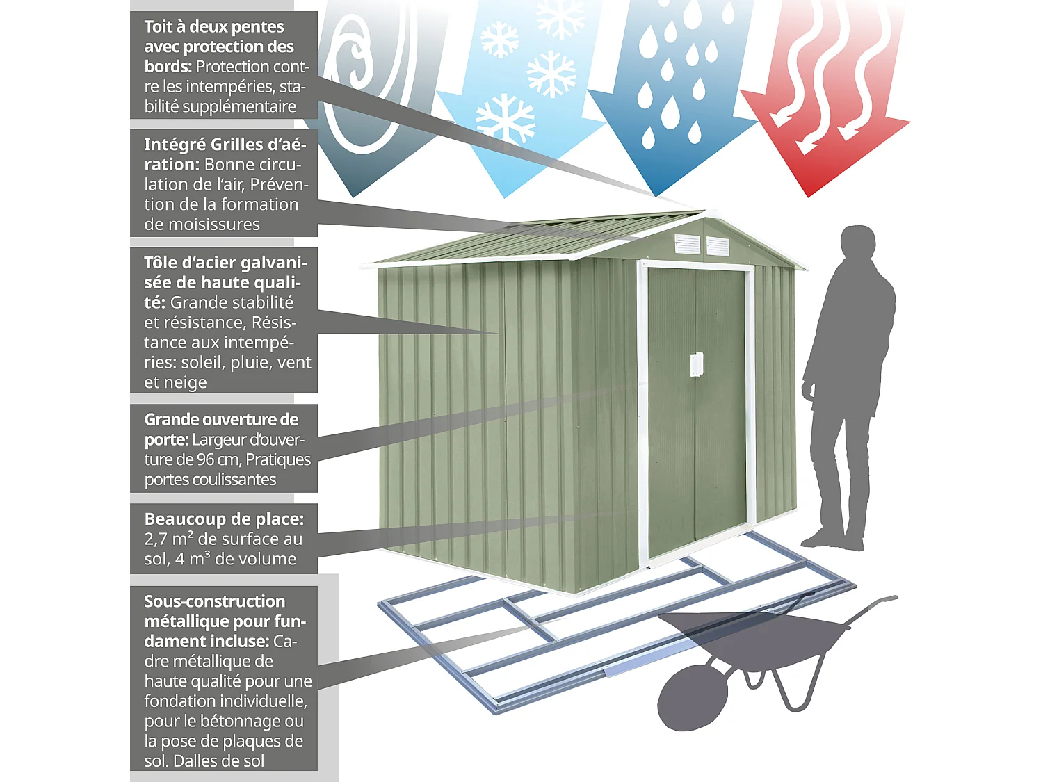 Abri de jardin en métal