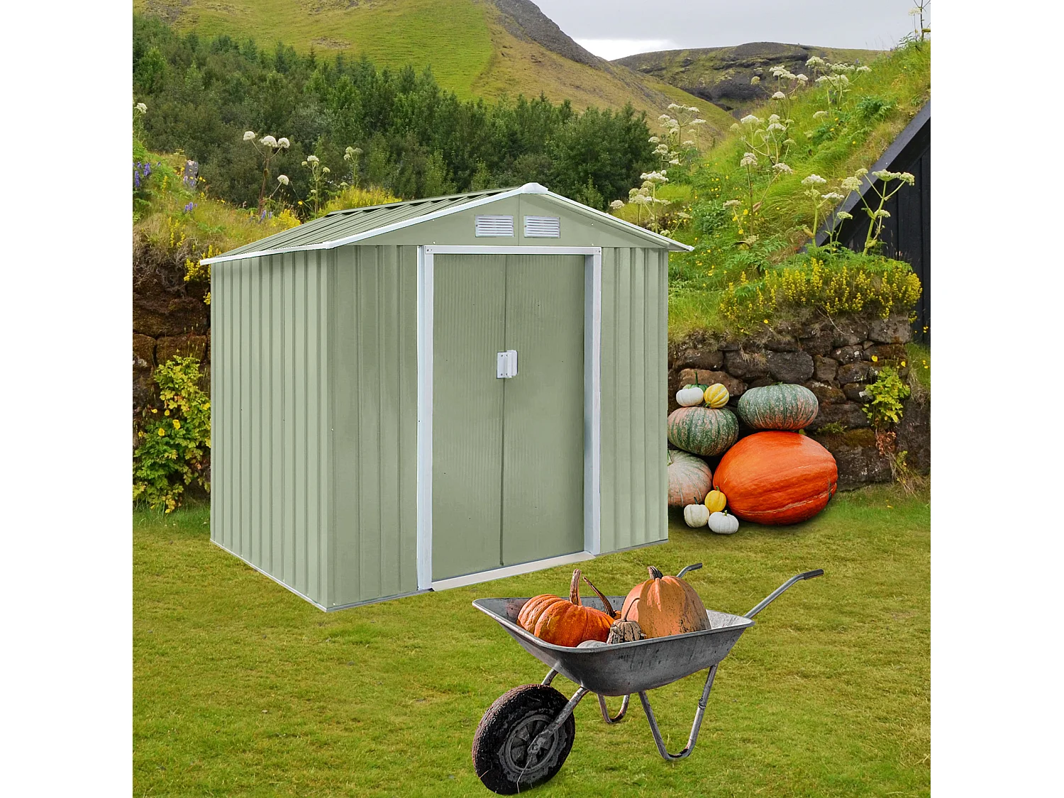 Abri de jardin en métal S100 Vert Clair