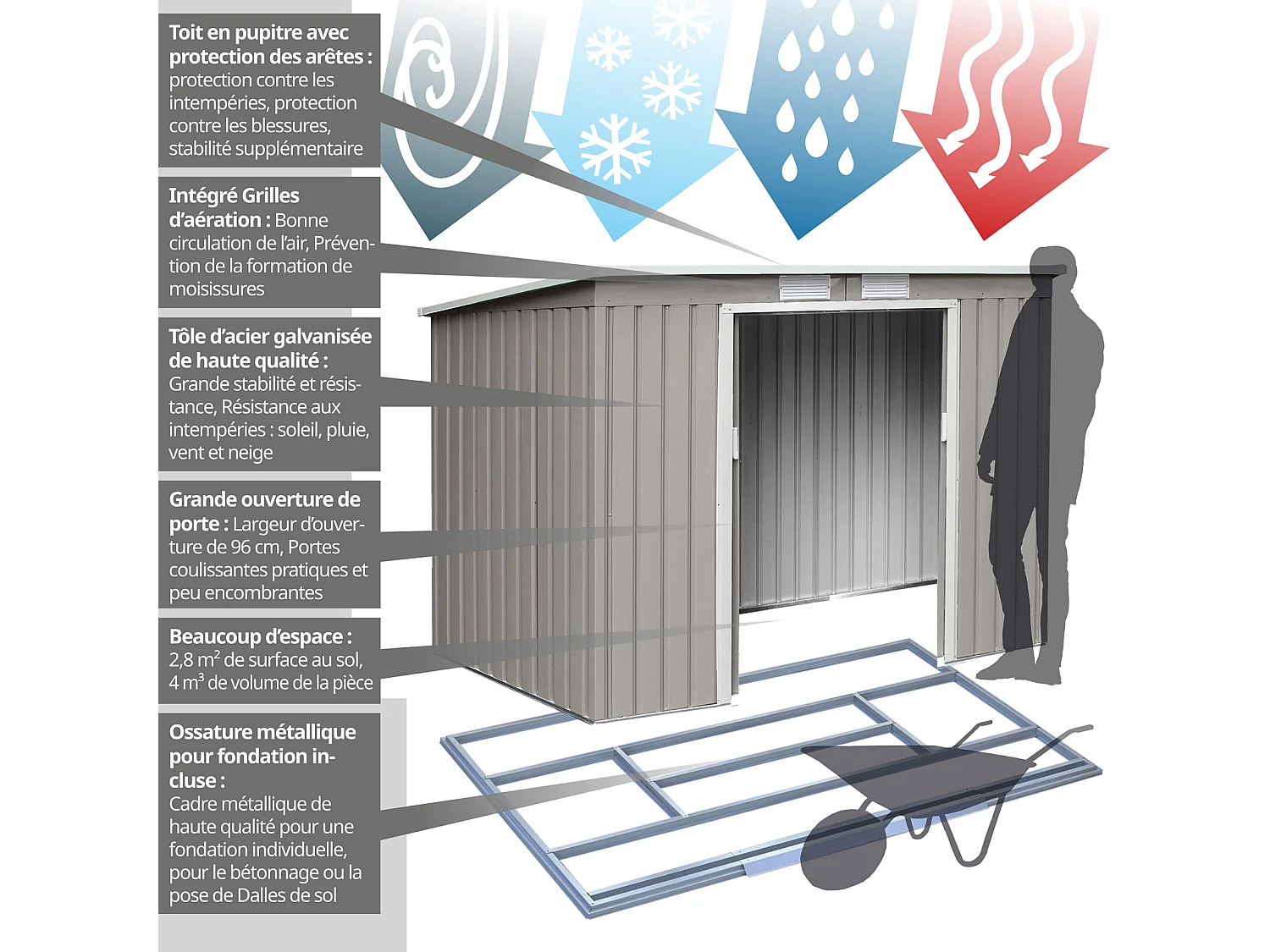 GERÄTEHAUS P100 Metall Hellgrau