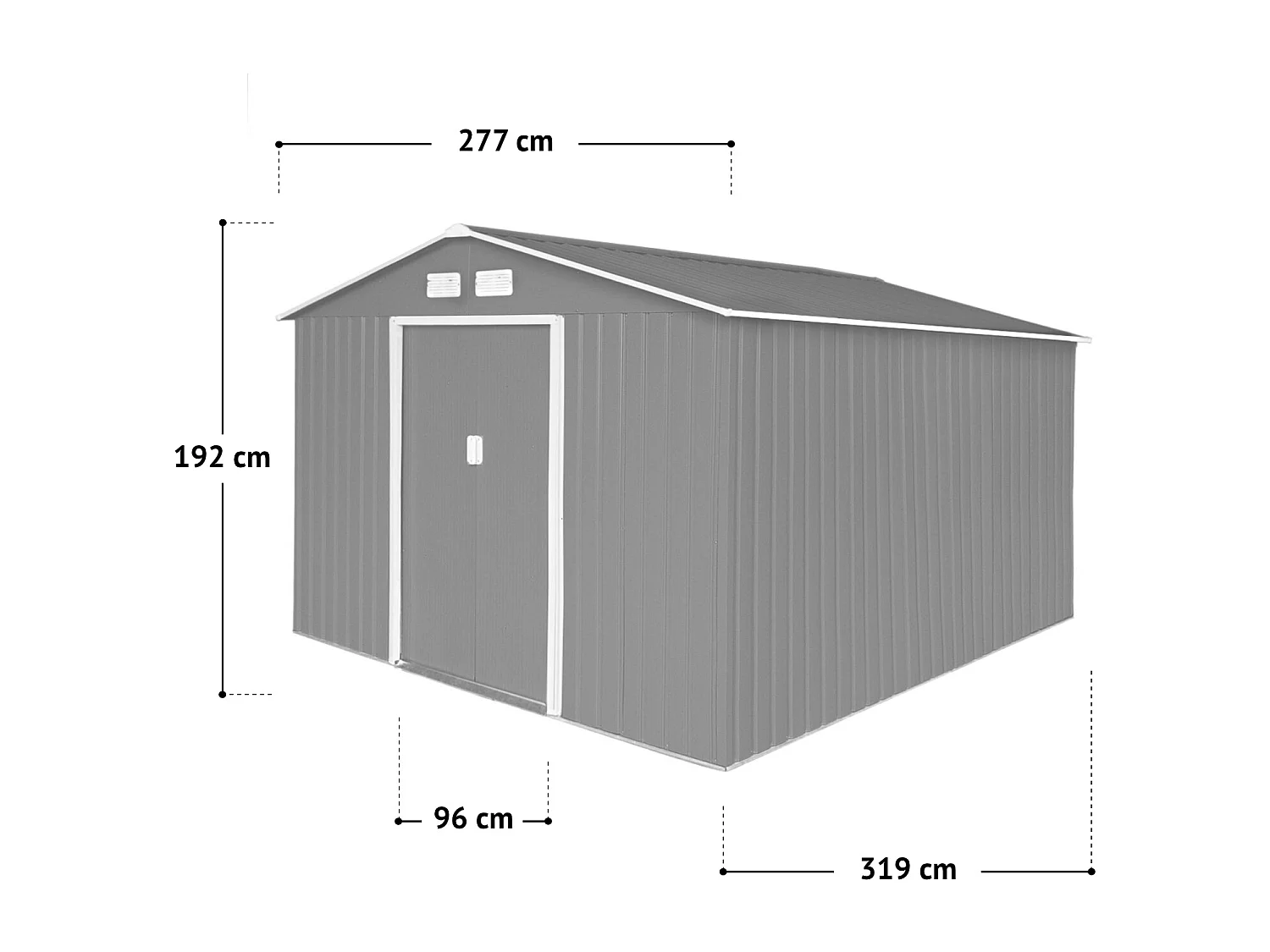GERÄTEHAUS mit Bodenrahmen Metall S300 Grau