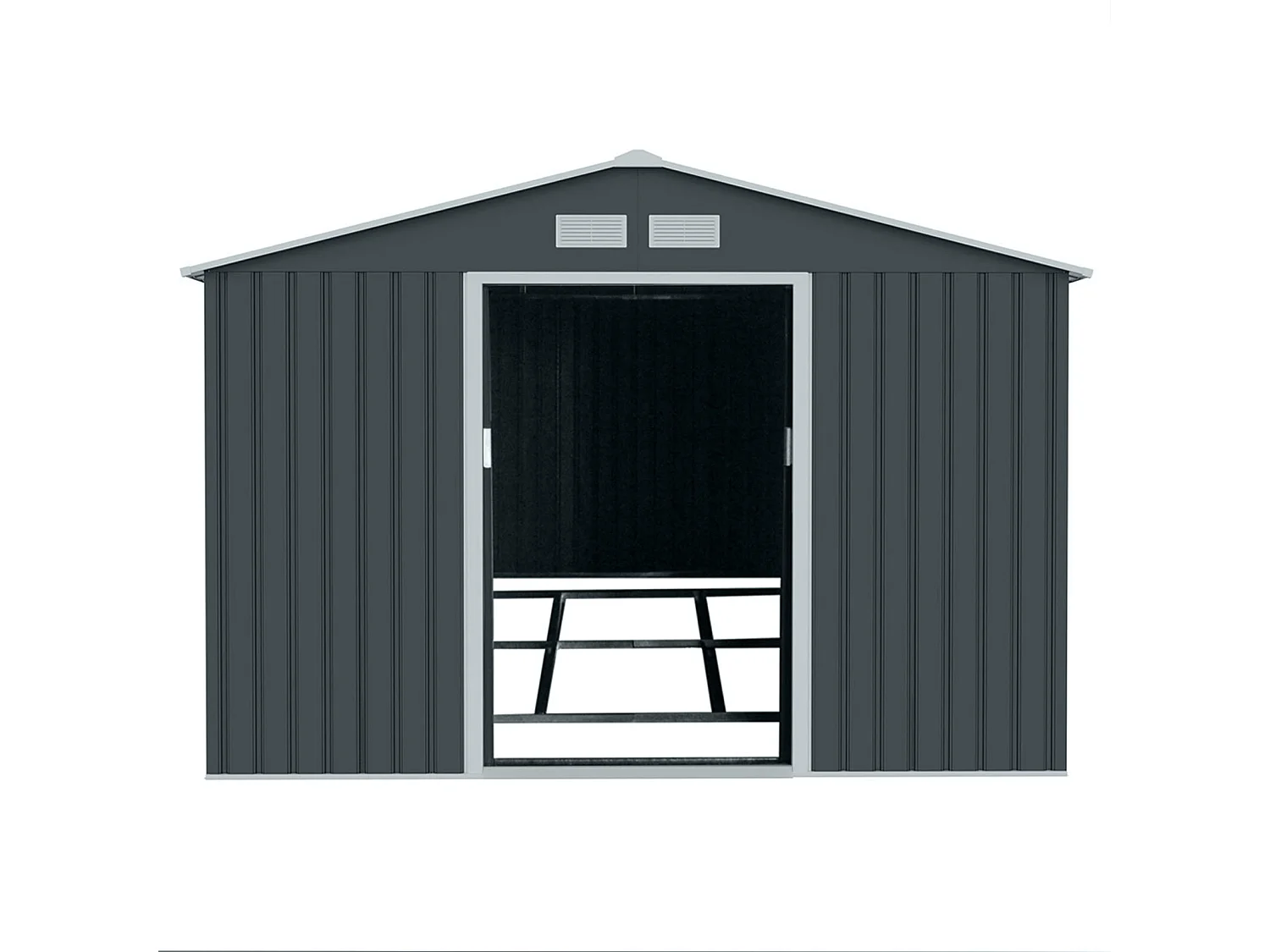 GERÄTEHAUS mit Bodenrahmen Metall S300 Grau