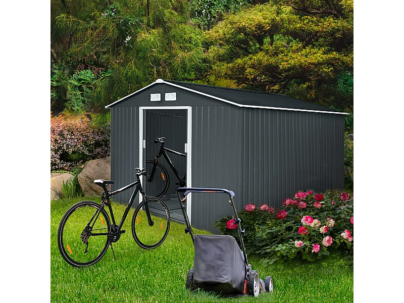 GERÄTEHAUS mit Bodenrahmen Metall S300 Grau