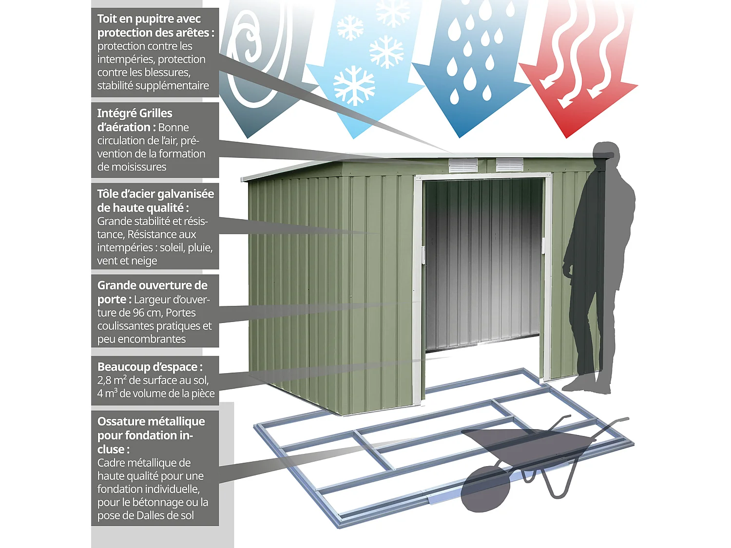 Abri de jardin en métal