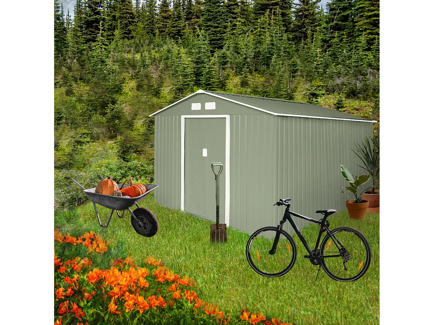 Abri de jardin en métal S300 Vert Clair