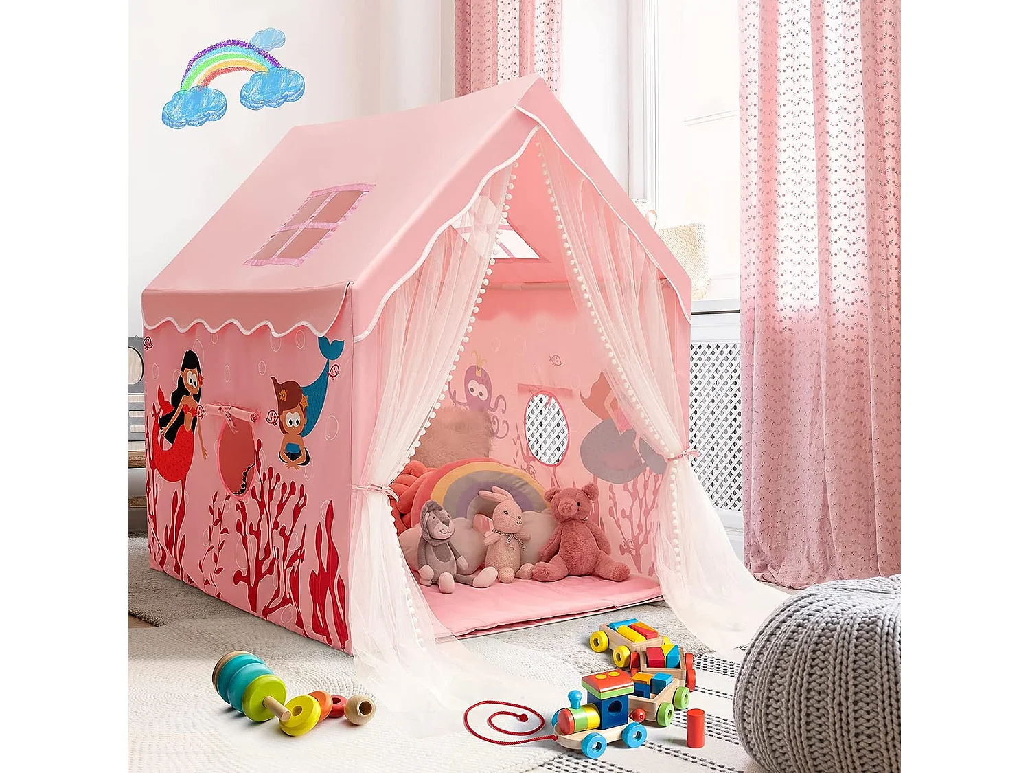 Tente de jeux pour enfants intérieur avec coussin rembourré amovible