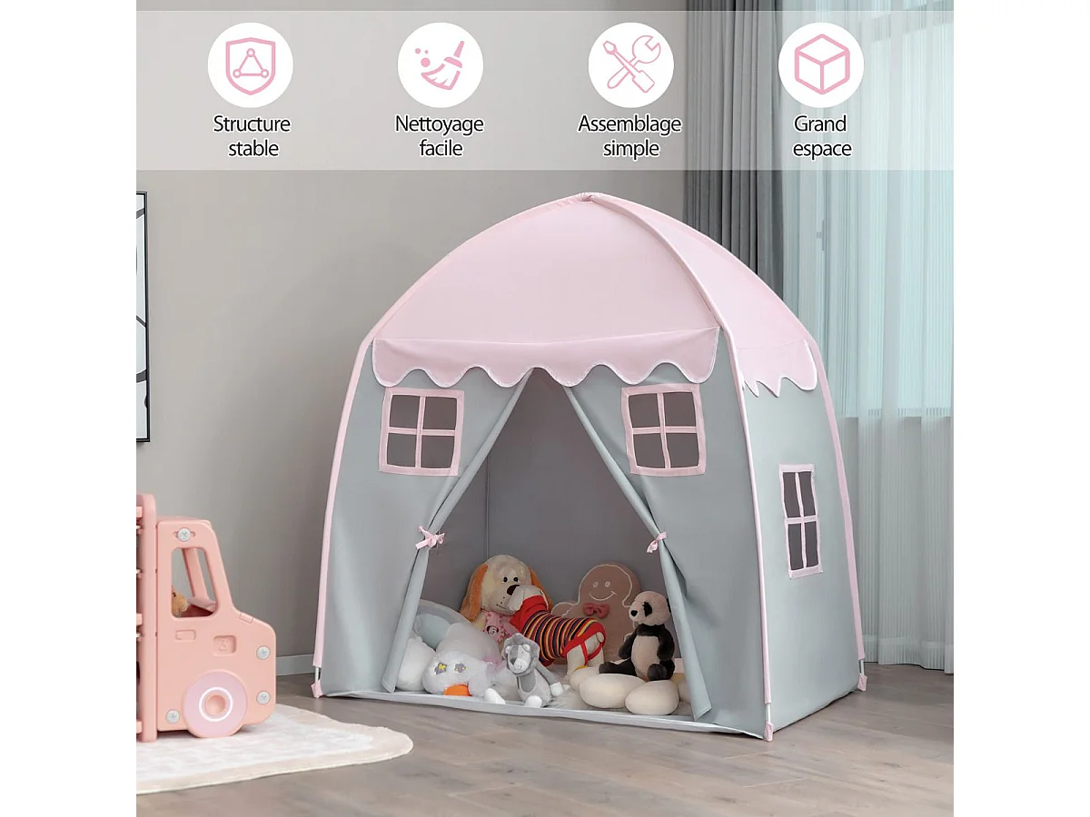 Tente de jeu pour enfants avec tapis antidérapant et sac de transport grande maisonr enfants 3 ans +