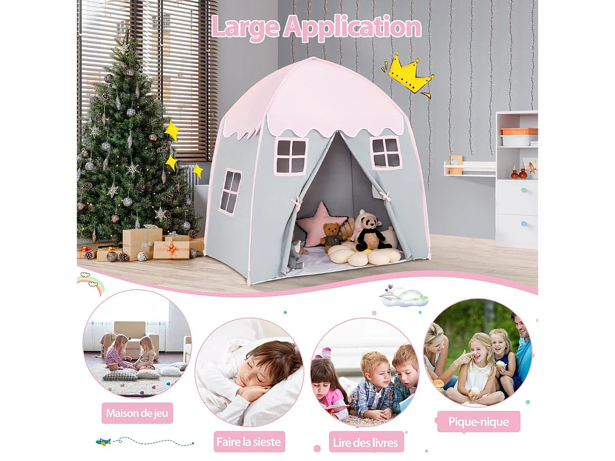 Tente de jeu pour enfants avec tapis antidérapant et sac de transport grande maisonr enfants 3 ans +